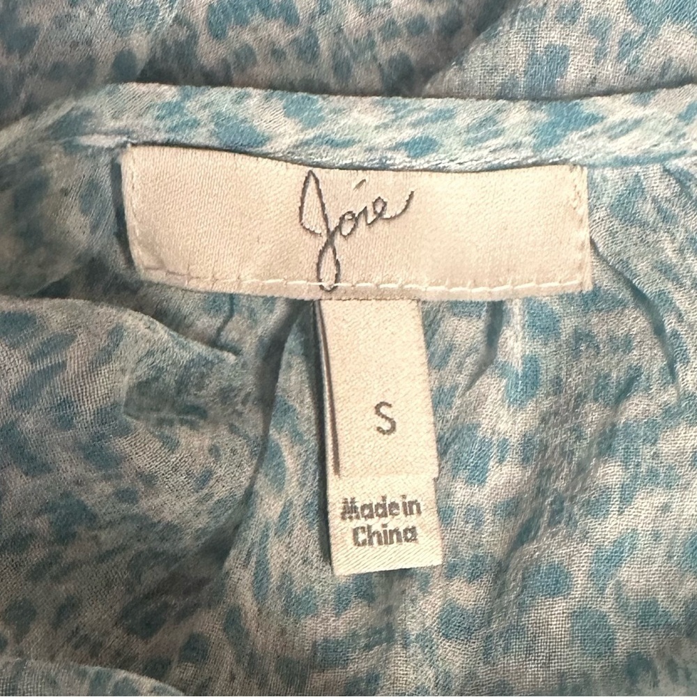 Joie Women's Blue Patterned Silk Top Size S - Picture 2 of 8